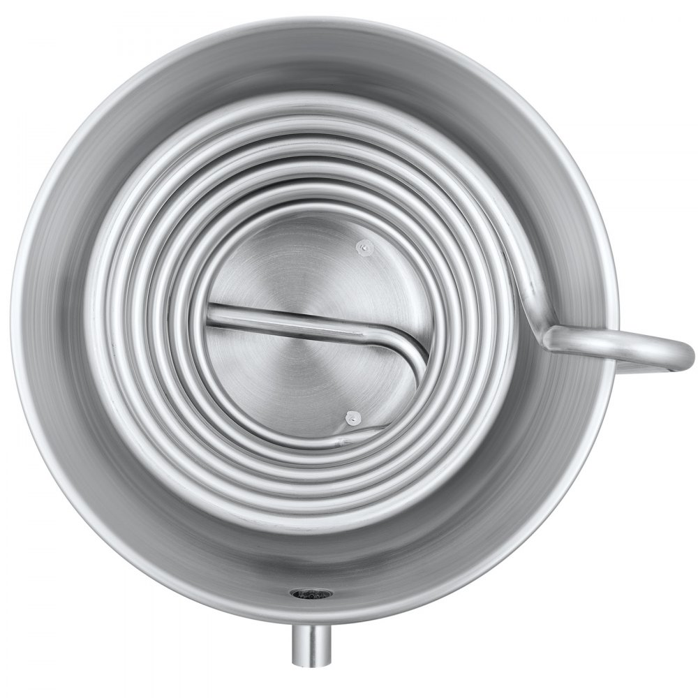 Destilador de alcohol VEVOR de 50 l y 13 galones, kit de destilación con tubo de acero inoxidable 304, bomba de circulación, termómetro integrado y puerto de escape para whisky, vino y brandy caseros, plateado