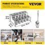 VEVOR Especiero extensible, 13.8"-23.6" ajustable, estante organizador de acero inoxidable de 2 niveles con 10 1/9 sartenes y 10 cucharones, soporte de encimera para ingredientes de salsa, frutas, para uso en cocina y despensa