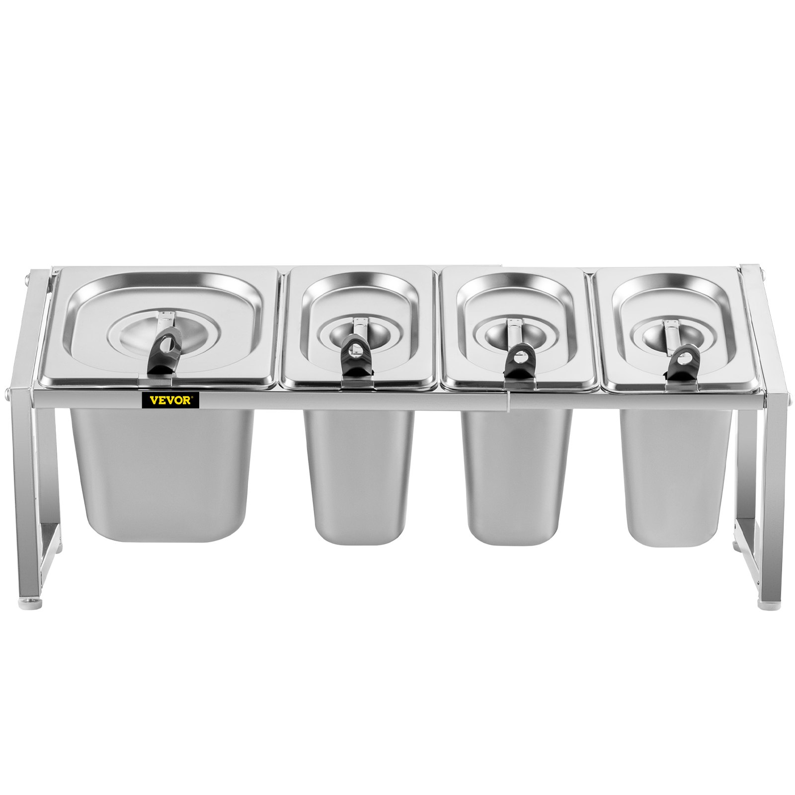 VEVOR Especiero extensible, 13.8"-23.6" ajustable, estante organizador de acero inoxidable con 3 1/9 sartenes 1 1/6 sartén 4 cucharones, soporte inclinado para encimera para ingredientes de salsa frutas, para uso en despensa de cocina