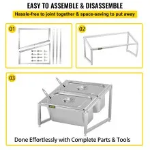 VEVOR Especiero extensible, 13.8"-23.6" ajustable, estante organizador de acero inoxidable de 2 niveles con 2 1/3 sartenes y 2 cucharones, soporte inclinado para encimera para ingredientes de salsa, frutas, para uso en la cocina