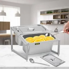 VEVOR Especiero extensible, 13.8"-23.6" ajustable, estante organizador de acero inoxidable de 2 niveles con 2 1/3 sartenes y 2 cucharones, soporte inclinado para encimera para ingredientes de salsa, frutas, para uso en la cocina