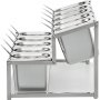 Estante para especias expandible VEVOR de acero inoxidable con bandejas y contenedores inclinados.