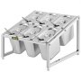 Estante de especias expandible VEVOR con seis recipientes y tapas de acero inoxidable.