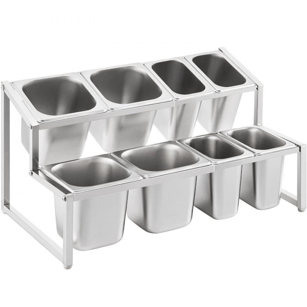 Estante para especias expandible VEVOR con múltiples compartimentos de acero inoxidable.