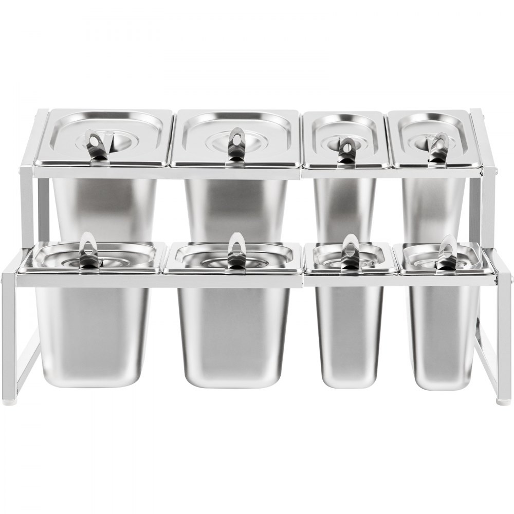 Estante para especias expandible de acero inoxidable con contenedores individuales de VEVOR.