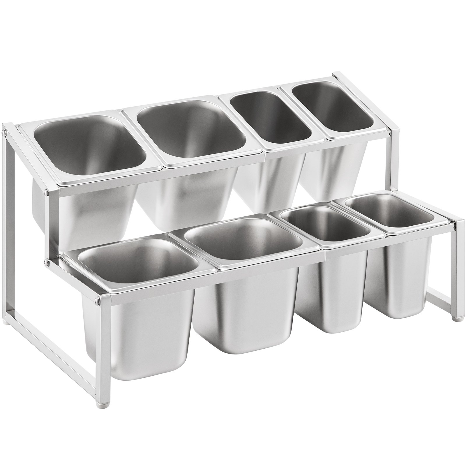 Estante para especias expandible VEVOR con múltiples compartimentos de acero inoxidable.