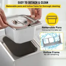 Estante para especias VEVOR, una fila, soporte organizador de acero inoxidable con tres sartenes de 1/6 y tres cucharones, soporte inclinado para encimera para condimentar salsa, mermelada, ingredientes de frutas, para uso en despensa de cocina