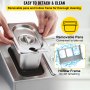 Estante para especias VEVOR, de una fila, organizador de acero inoxidable con tres sartenes de 1/9 y tres cucharones, soporte inclinado para condimentos, salsas, mermeladas, frutas e ingredientes, para usar en la despensa de la cocina.