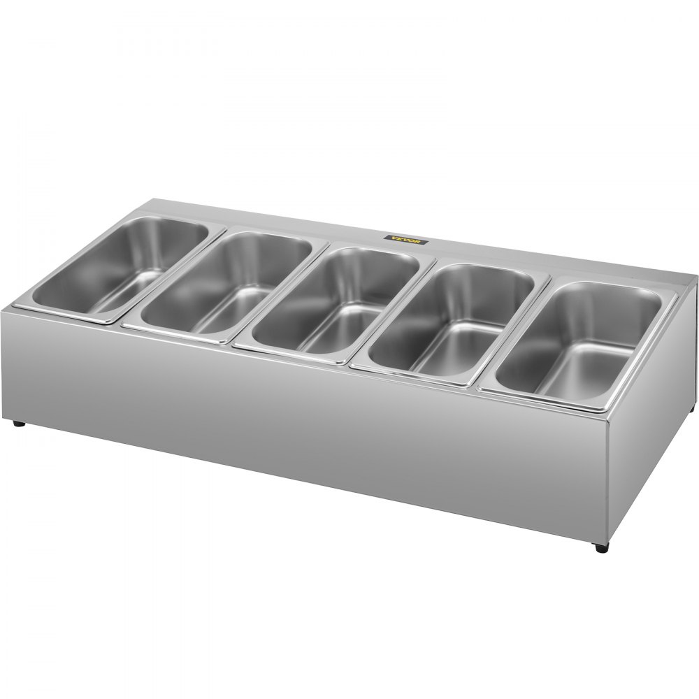 Estante para especias de encimera de acero inoxidable con cinco compartimentos de VEVOR.
