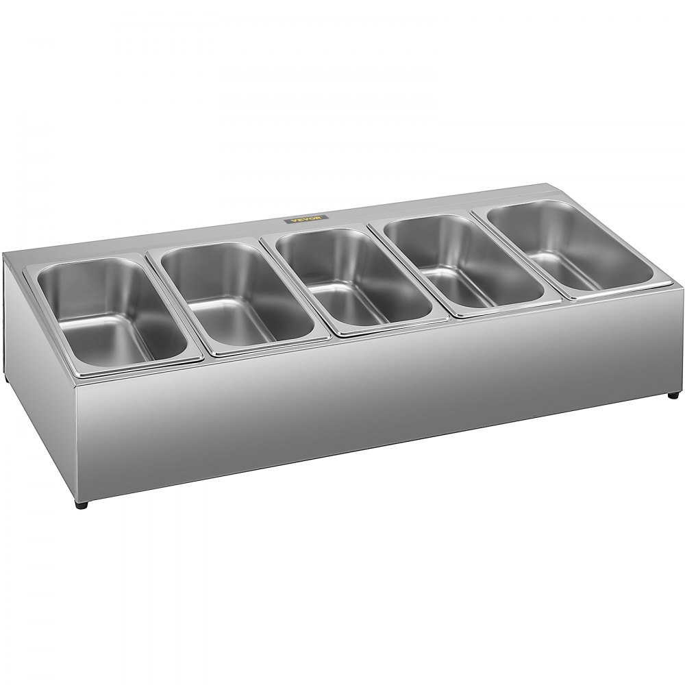 Especiero VEVOR con cinco compartimentos de acero inoxidable para la organización de la cocina.