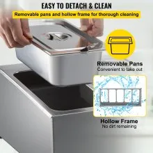 Estante para especias VEVOR, una fila, soporte organizador de acero inoxidable con cinco sartenes de 1/3 y cinco cucharones, soporte inclinado para encimera para condimentar salsa, mermelada, ingredientes de frutas, para uso en despensa de cocina