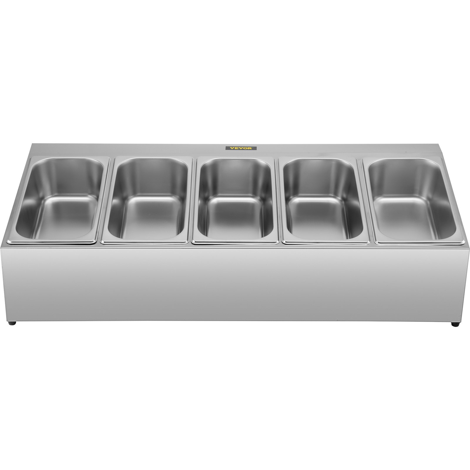 Estante para especias VEVOR de acero inoxidable con cinco contenedores para organizar la cocina.
