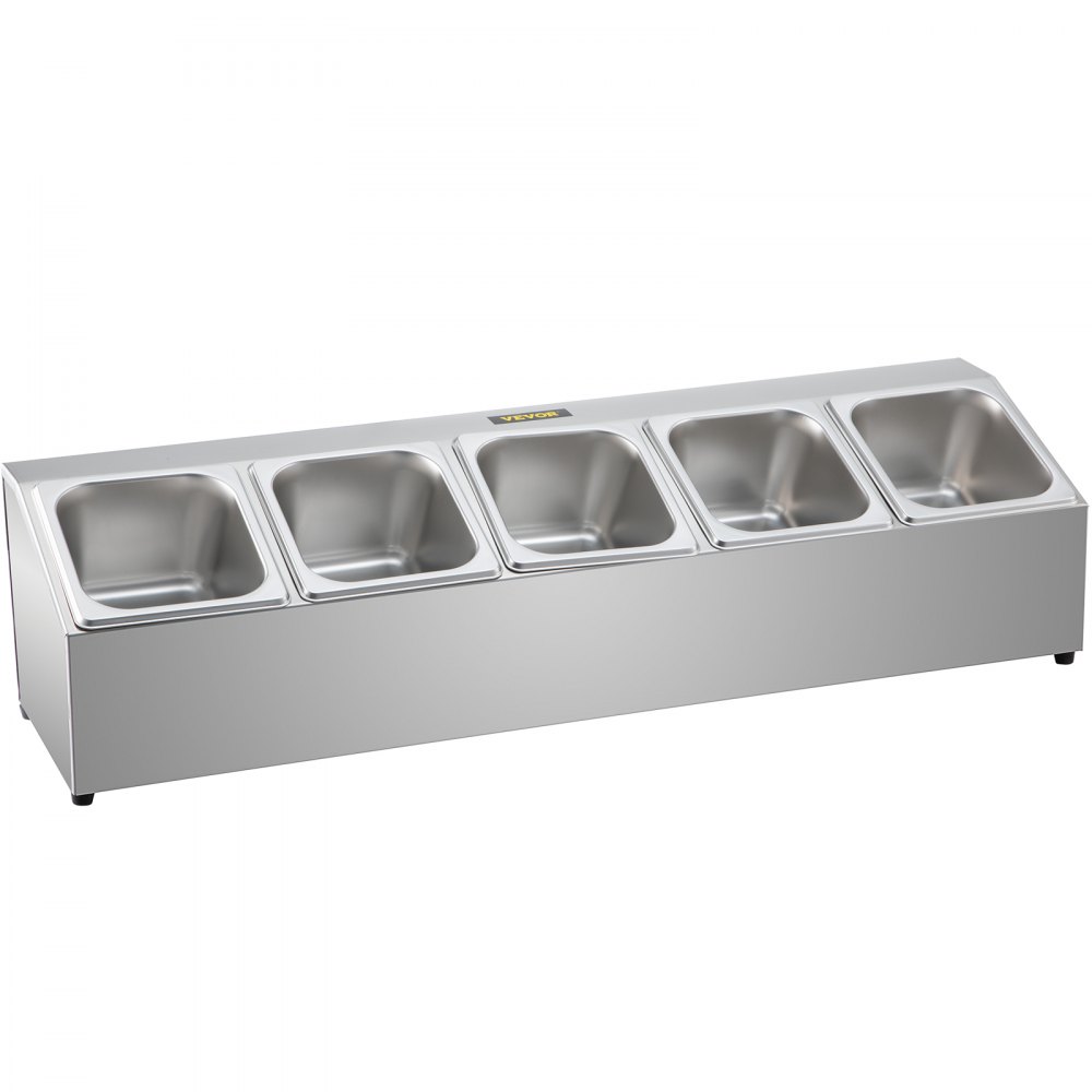 Estante para especias VEVOR con cinco contenedores de acero inoxidable.