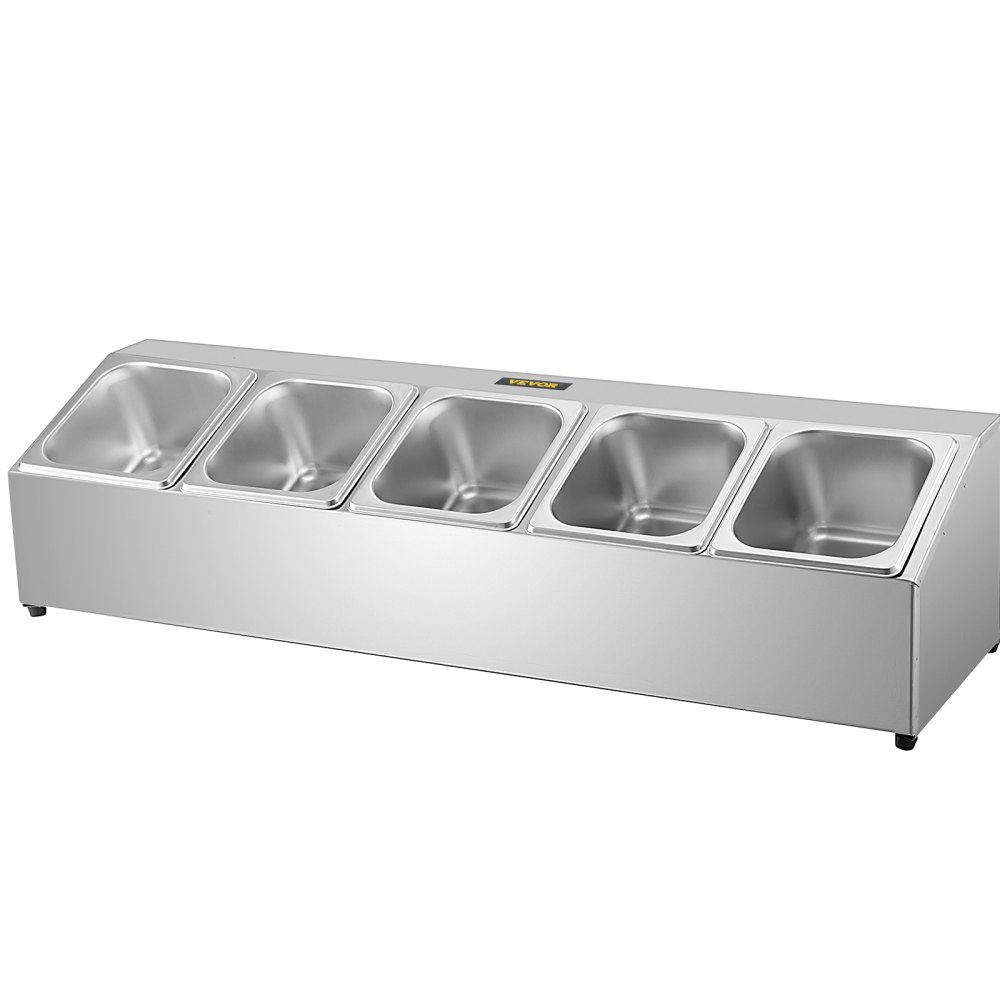Estante para especias VEVOR con múltiples compartimentos de acero inoxidable.