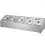 Estante para especias VEVOR con recipientes y tapas de acero inoxidable, elegante y organizado.