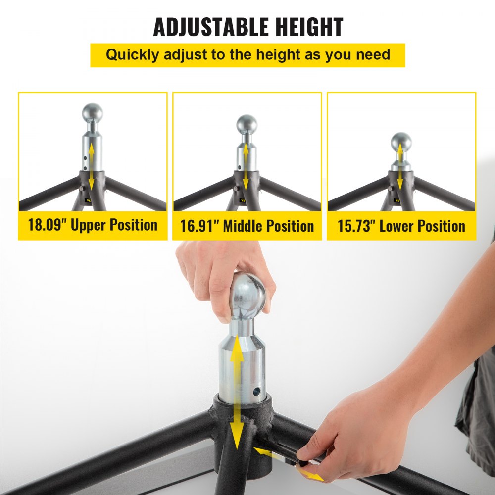 Enganche de quinta rueda VEVOR, montaje en riel, adaptador de enganche de remolque, base de acero de 14.2" de alto, peso bruto bruto (GTWR) de 22 046 lb, peso de la barra de remolque de 4409 lb, adaptador de cuello de cisne para caravanas, compatible con la mayoría de camionetas con rieles estándar.