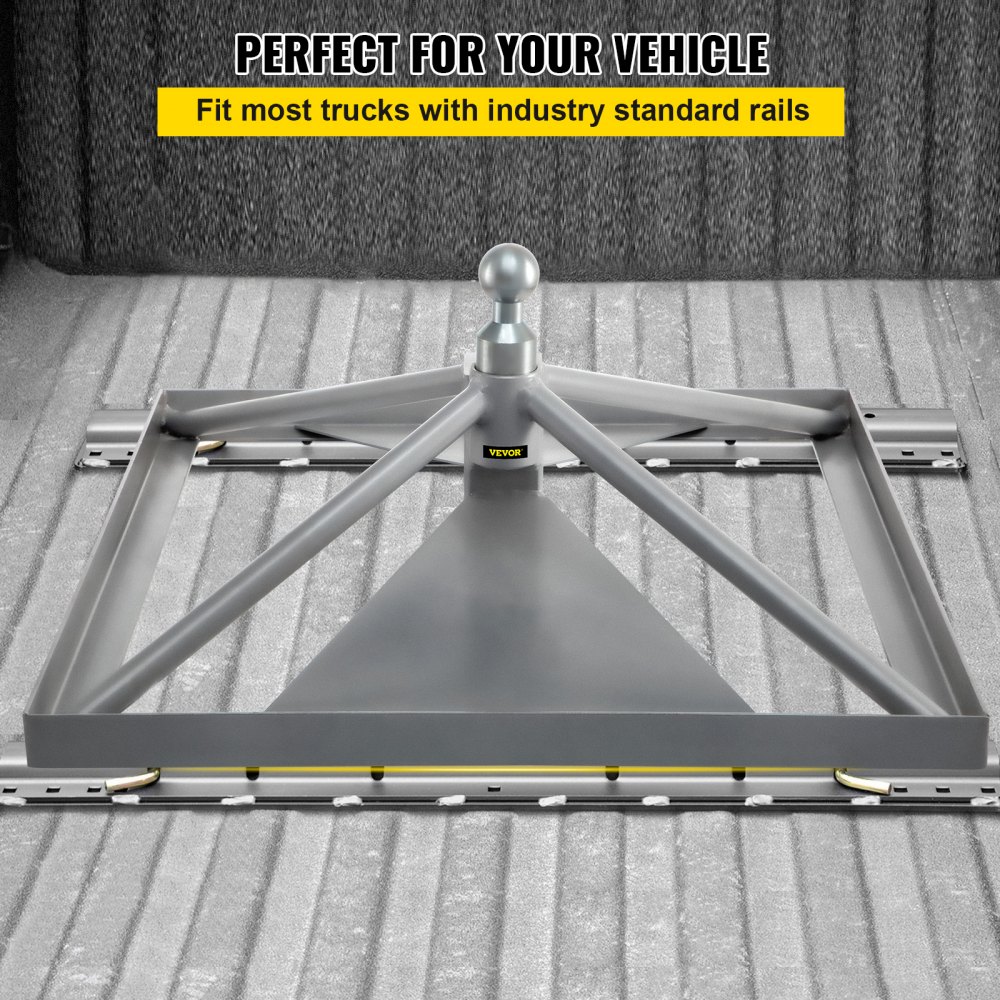 Enganche de quinta rueda VEVOR, soporte de cuello de cisne, adaptador de enganche de remolque, base de aluminio de 12.6" de alto, 22046 lbs GTWR, peso de lengüeta de 4409 lbs, se adapta a la mayoría de los camiones con bolas de enganche de cuello de cisne