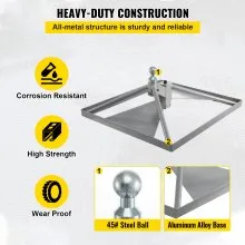 Enganche de quinta rueda VEVOR, soporte de cuello de cisne, adaptador de enganche de remolque, base de aluminio de 12.6" de alto, 22046 lbs GTWR, peso de lengüeta de 4409 lbs, se adapta a la mayoría de los camiones con bolas de enganche de cuello de cisne
