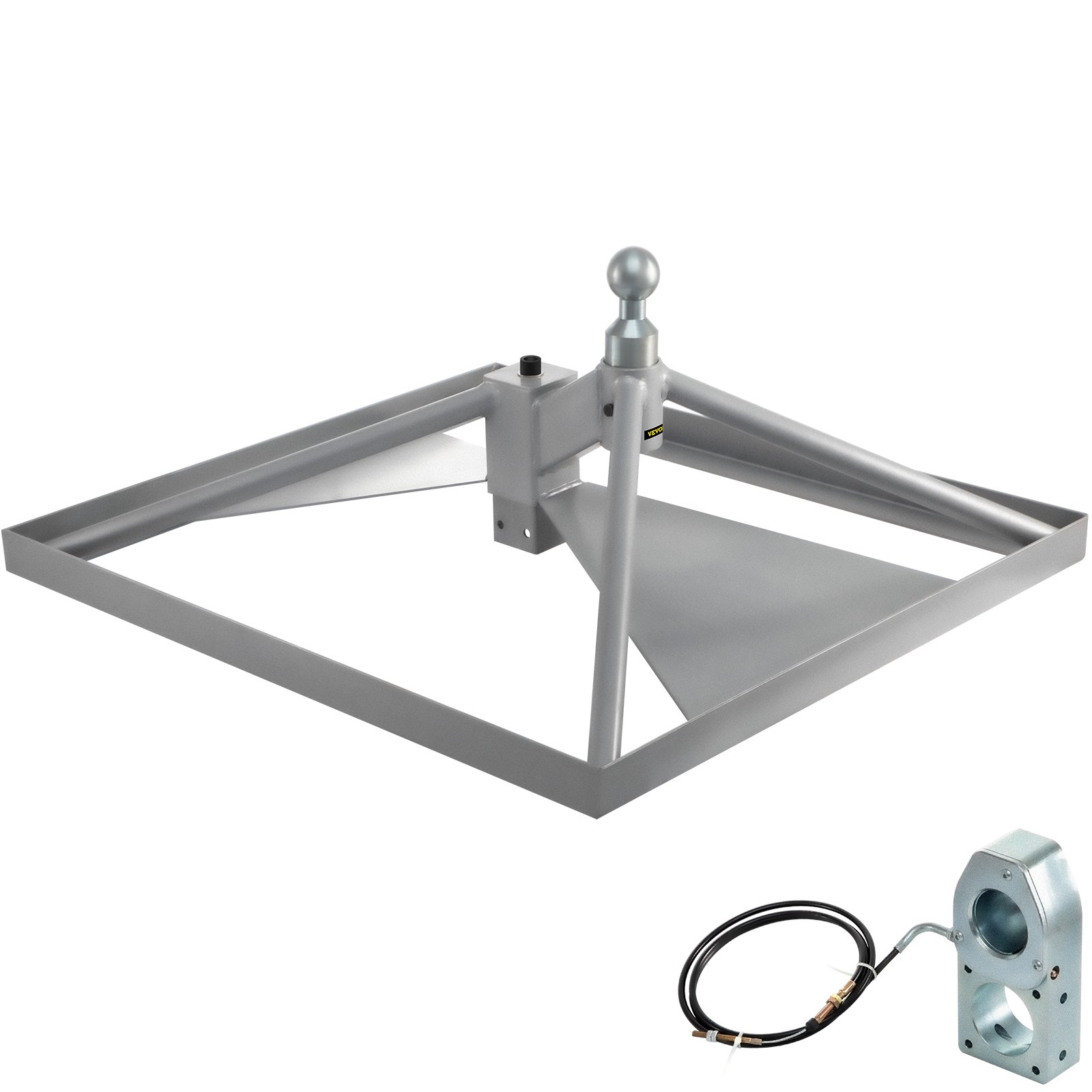 Enganche de quinta rueda VEVOR, soporte de cuello de cisne, adaptador de enganche de remolque, base de aluminio de 12.6" de alto, 22046 lbs GTWR, peso de lengüeta de 4409 lbs, se adapta a la mayoría de los camiones con bolas de enganche de cuello de cisne