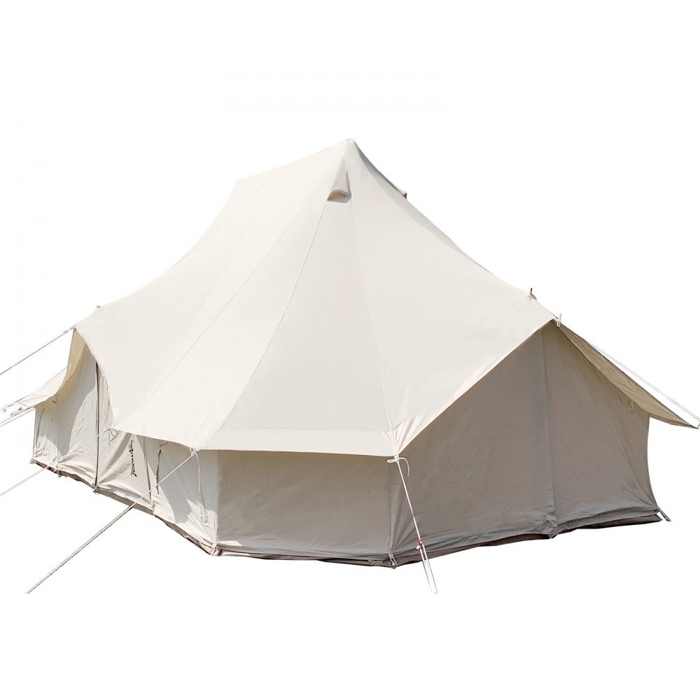VEVOR 6m Bell Tent 19.7x13.1x9.8ft Yurta Beige Lona Carpa Algodón Glamping Carpas 8-12 Personas 4 Estaciones Tipi Carpa Portátil para Adultos Lujo Safari Carpa para Familia Acampar al Aire Libre Ligero