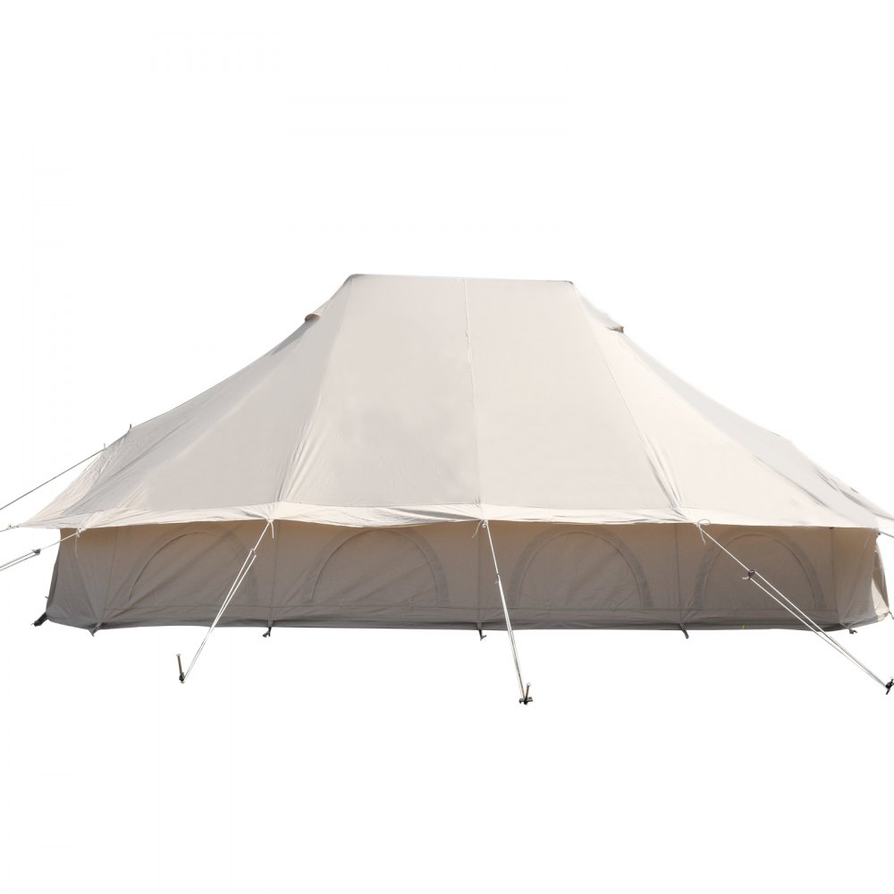 VEVOR 6m Bell Tent 19.7x13.1x9.8ft Yurta Beige Lona Carpa Algodón Glamping Carpas 8-12 Personas 4 Estaciones Tipi Carpa Portátil para Adultos Lujo Safari Carpa para Familia Acampar al Aire Libre Ligero