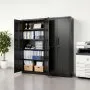 VEVOR Armario Metálico de Almacenamiento 80 x 40 x 175 cm, Armario Multifuncional con Cerradura Puertas Magnéticas 2 Llaves 4 Estantes Ajustables, Mueble Organizador para Oficina Taller Almacén, Negro