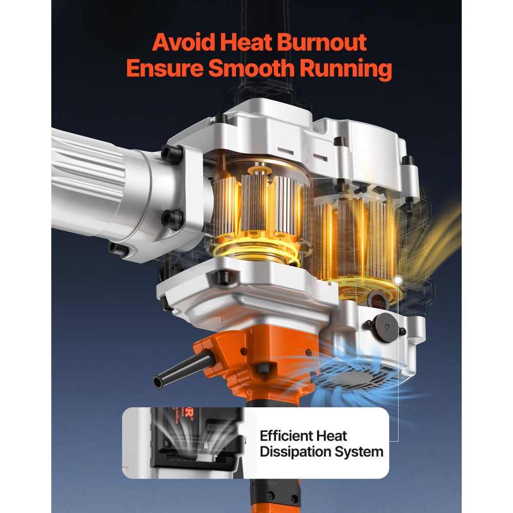 Martillo demoledor VEVOR, martillo demoledor eléctrico de alta resistencia de 2100 W, martillo demoledor industrial de 1650 BPM para hormigón, incluye 1 cincel de punta, 1 cincel plano, guantes y gafas protectoras.