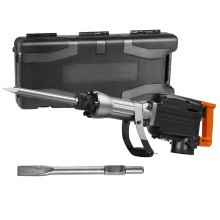 VEVOR Martillo neumático de demolición, Martillo neumático eléctrico de 2200 W, rompedor de concreto de 1350 BPM, 2 piezas de cinceles con estuche, negro