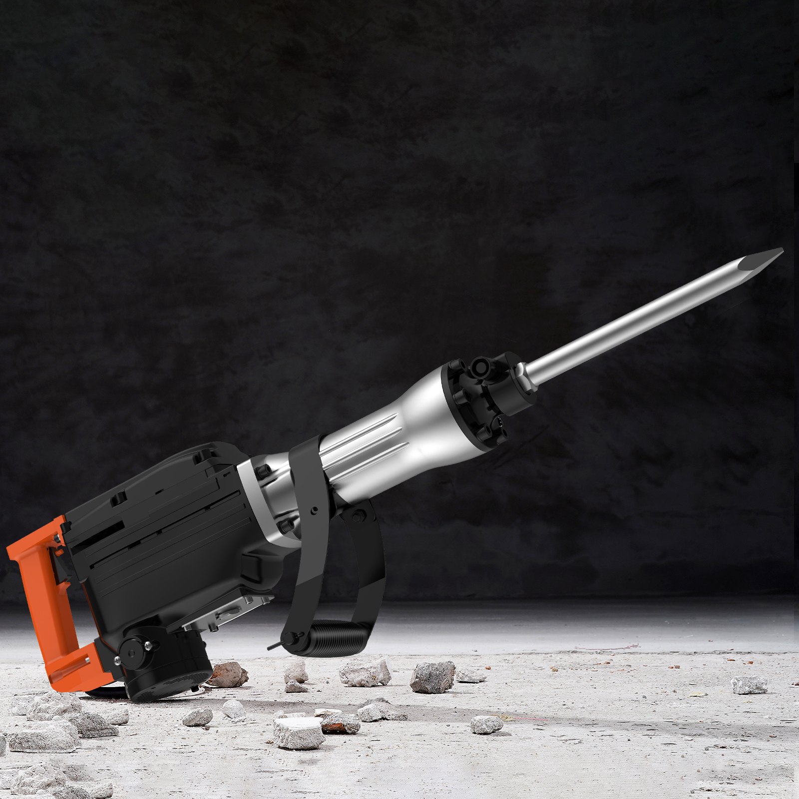 Martillo de demolición VEVOR, martillo neumático eléctrico de 2200 W para trabajo pesado, martillo rompedor de hormigón de 1350 BPM, 2 cinceles con broca para picar y estuche, color negro