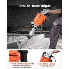 VEVOR Demolition Jack Hammer Concrete Breaker 2200W Martillo eléctrico 2 Brocas de cincel