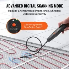 Localizador de cables subterráneos VEVOR, 6,5 pies máx. Profundidad de detección, detector de roturas de trazador de cables con auricular, probador de cable de longitud máxima de detección de 3280 pies para riego de válvula de rociador enterrado cerca de mascotas