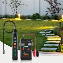 Localizador de cables subterráneos VEVOR, 6,5 pies máx. Profundidad de detección, detector de roturas de trazador de cables con auricular, probador de cable de longitud máxima de detección de 3280 pies para riego de válvula de rociador enterrado cerca de mascotas