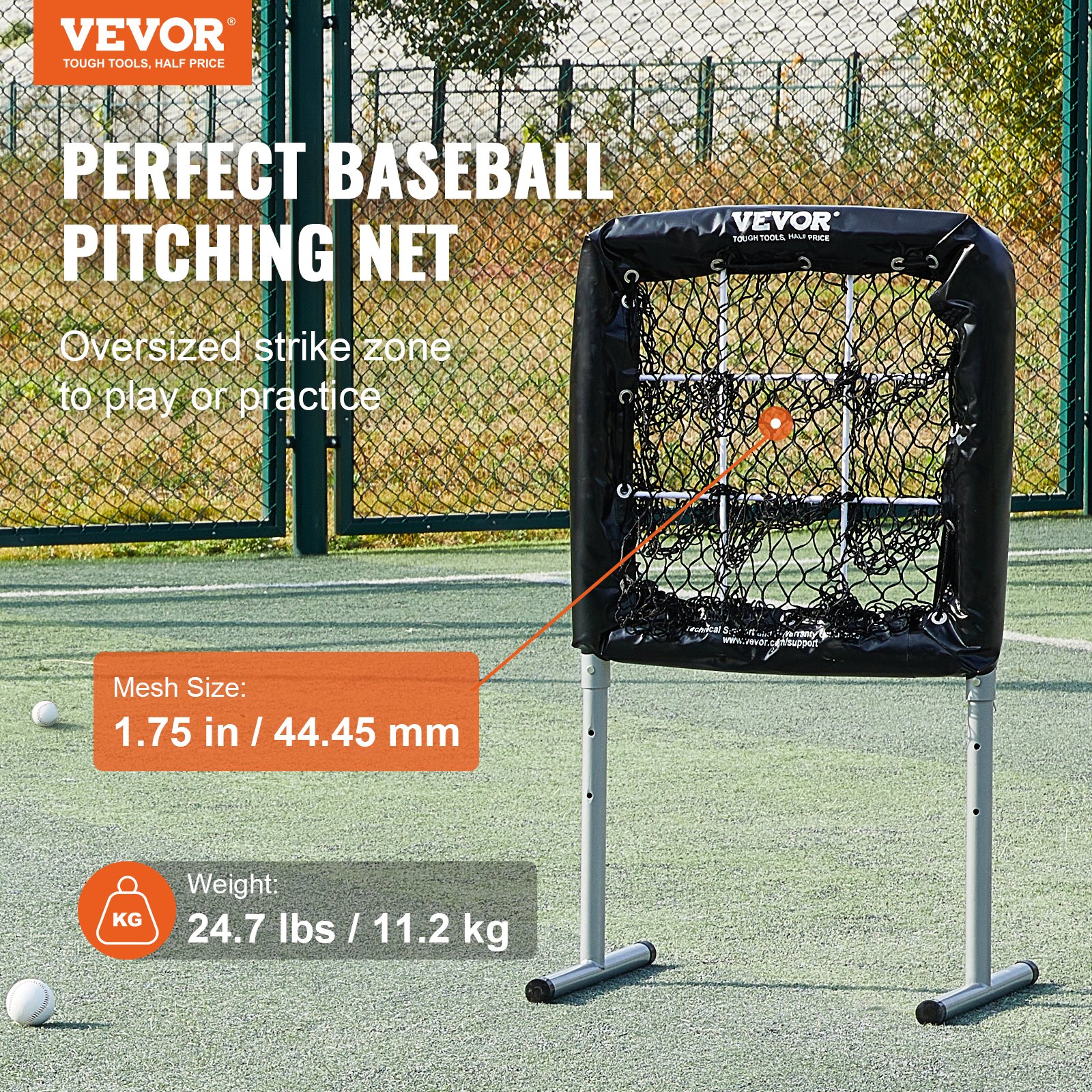 VEVOR Red de béisbol de 9 hoyos, equipo de entrenamiento de béisbol de softbol de 28 x 27 pulgadas para práctica de lanzamiento, ayuda de entrenamiento ajustable en altura resistente con zona de ataque y 4 estacas de tierra, para jóvenes y adultos