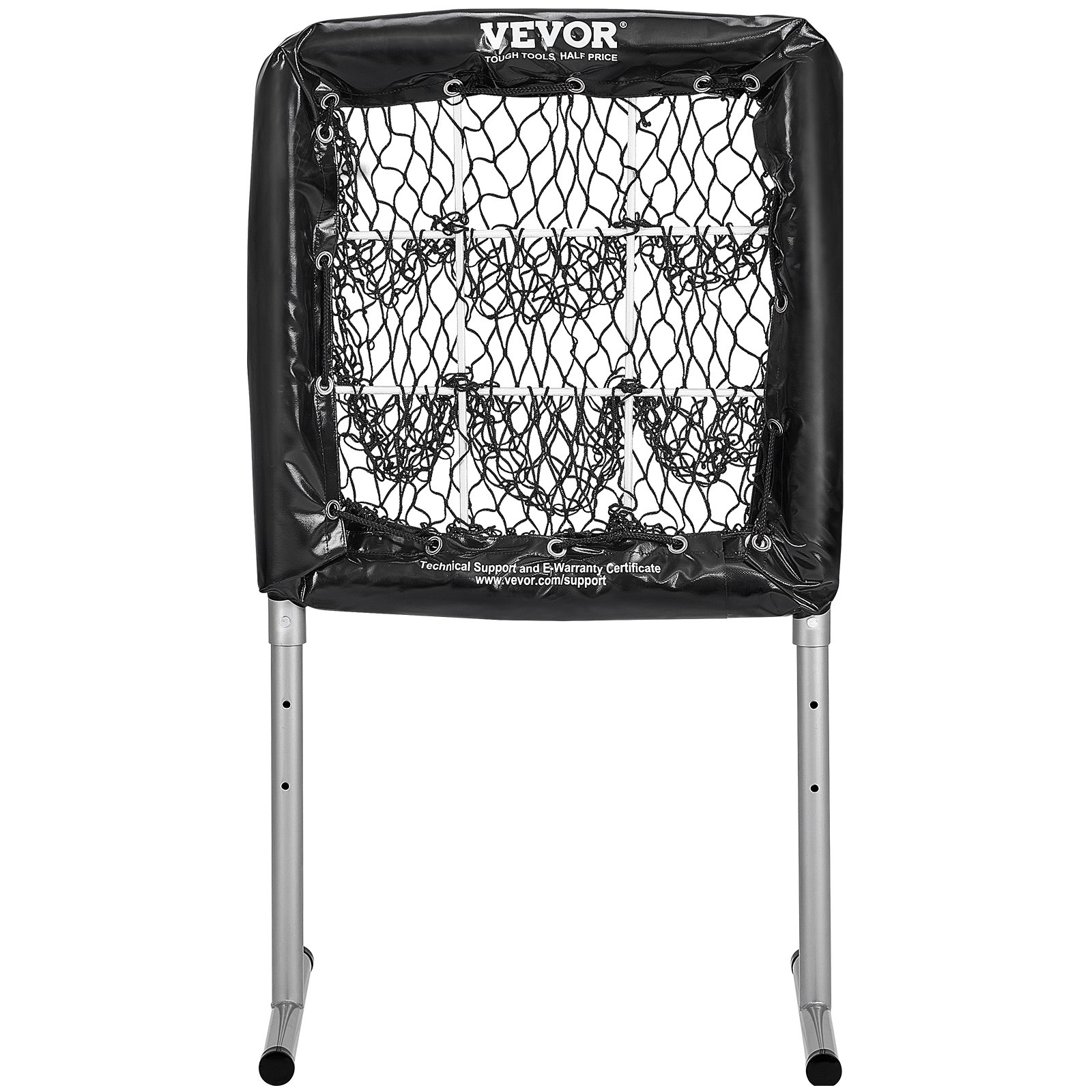 VEVOR Red de béisbol de 9 hoyos, equipo de entrenamiento de béisbol de softbol de 28 x 27 pulgadas para práctica de lanzamiento, ayuda de entrenamiento ajustable en altura resistente con zona de ataque y 4 estacas de tierra, para jóvenes y adultos