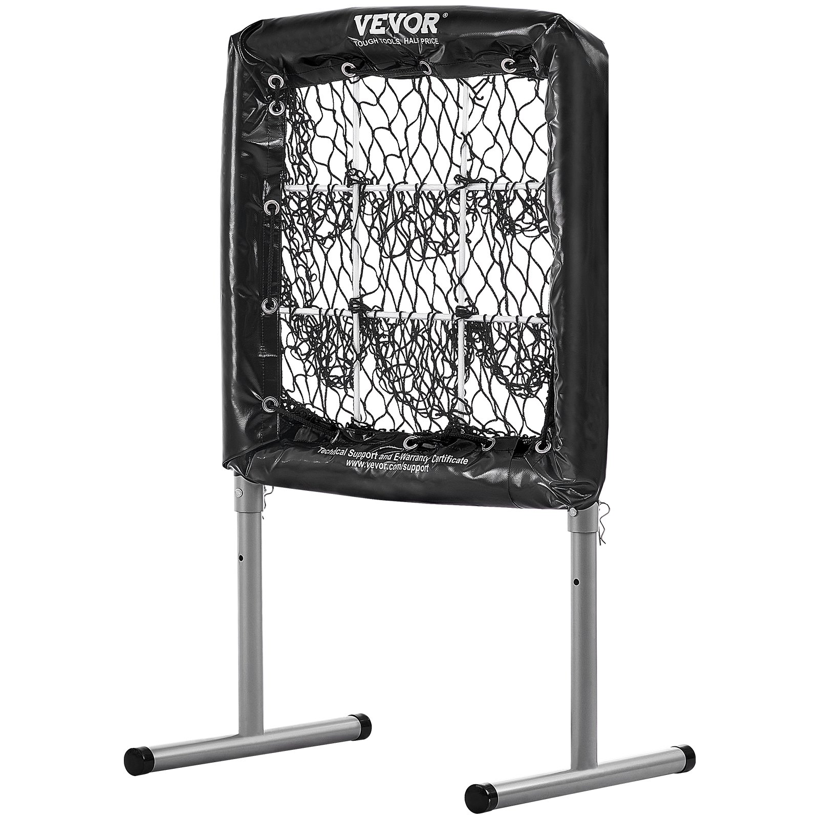 VEVOR Red de béisbol de 9 hoyos, equipo de entrenamiento de béisbol de softbol de 28 x 27 pulgadas para práctica de lanzamiento, ayuda de entrenamiento ajustable en altura resistente con zona de ataque y 4 estacas de tierra, para jóvenes y adultos