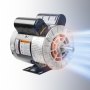 Motor compresor de aire VEVOR con carcasa metálica y ventilador de refrigeración, con etiqueta técnica y pegatina de advertencia.