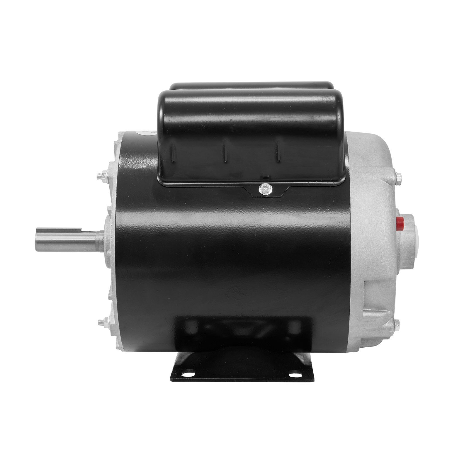 Motor compresor de aire VEVOR negro y plateado con soporte de montaje y eje visibles.