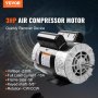 Motor eléctrico de compresor de aire VEVOR 3HP, 230 V, 15 amperios, 56 marcos 3450 RPM, eje con llave de 5/8", rotación CW/CCW, longitud del eje de 1,88" para compresores de aire