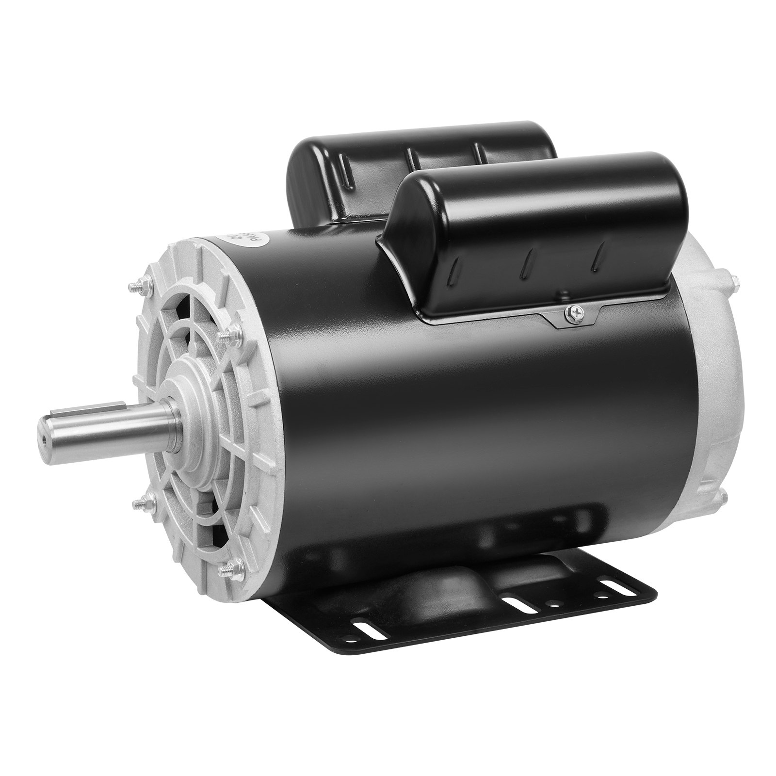 Motor compresor de aire VEVOR de 5 hp negro y plateado con una base de montaje resistente.