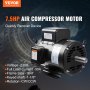 VEVOR Motor eléctrico de compresor de aire de 7,5 HP, 230 V, 30 amperios, marco 184T 3450 RPM, eje con llave de 1-1/8 pulgadas, rotación CW/CCW, longitud del eje de 2,75 pulgadas para compresores de a
