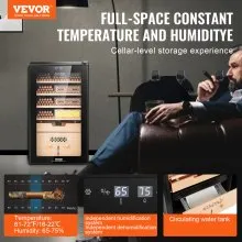 Humidificador eléctrico para puros VEVOR, mueble humidor para puros con capacidad para 400 unidades, con control de refrigeración, calefacción y humedad, 5 capas de madera de cedro español y vidrio de doble espejo, regalo para hombres