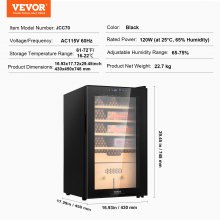 Humidificador eléctrico para puros VEVOR, mueble humidor para puros con capacidad para 400 unidades, con control de refrigeración, calefacción y humedad, 5 capas de madera de cedro español y vidrio de doble espejo, regalo para hombres