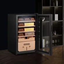 Humidificador eléctrico para puros VEVOR, mueble humidor para puros con capacidad para 400 unidades, con control de refrigeración, calefacción y humedad, 5 capas de madera de cedro español y vidrio de doble espejo, regalo para hombres