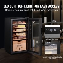 Humidificador eléctrico para puros VEVOR, 82 l, con refrigeración, calefacción y control de humedad, 6 capas de madera de cedro español y vidrio de doble espejo, para hasta 500 puros, regalo para hombres