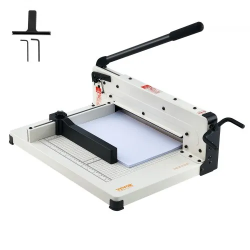 VEVOR - Cortadora de papel resistente, cortadora de papel industrial y comercial de 12" para papel A4, capacidad para 400 hojas, construcción de acero sólido, cortadora de papel apilado para oficina, hogar, escuela, tienda, color blanco