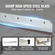 VEVOR - Cortadora de papel resistente, cortadora de papel industrial y comercial de 12" para papel A4, capacidad para 400 hojas, construcción de acero sólido, cortadora de papel apilado para oficina, hogar, escuela, tienda, color blanco