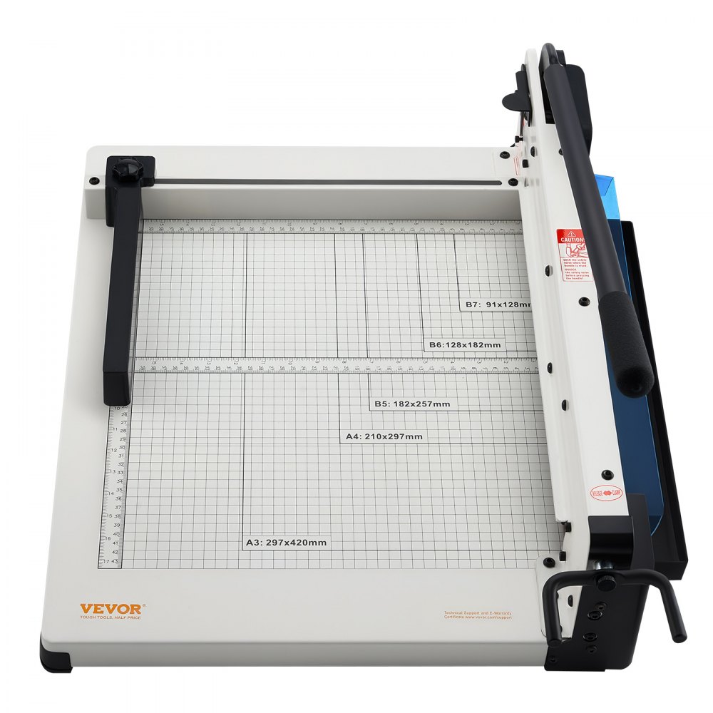 Cortadora de papel VEVOR de alta resistencia, guillotina industrial comercial de 43 cm para papel A3, capacidad para 400 hojas, construcción de acero sólido, cortadora de papel apilado para oficina, hogar, escuela, tienda, color blanco