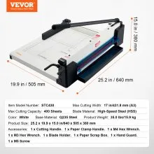 VEVOR - Cortadora de papel resistente, cortadora de papel industrial y comercial de 17" para papel A3, capacidad para 400 hojas, construcción de acero sólido, cortadora de papel apilado para oficina, hogar, escuela, tienda, color blanco
