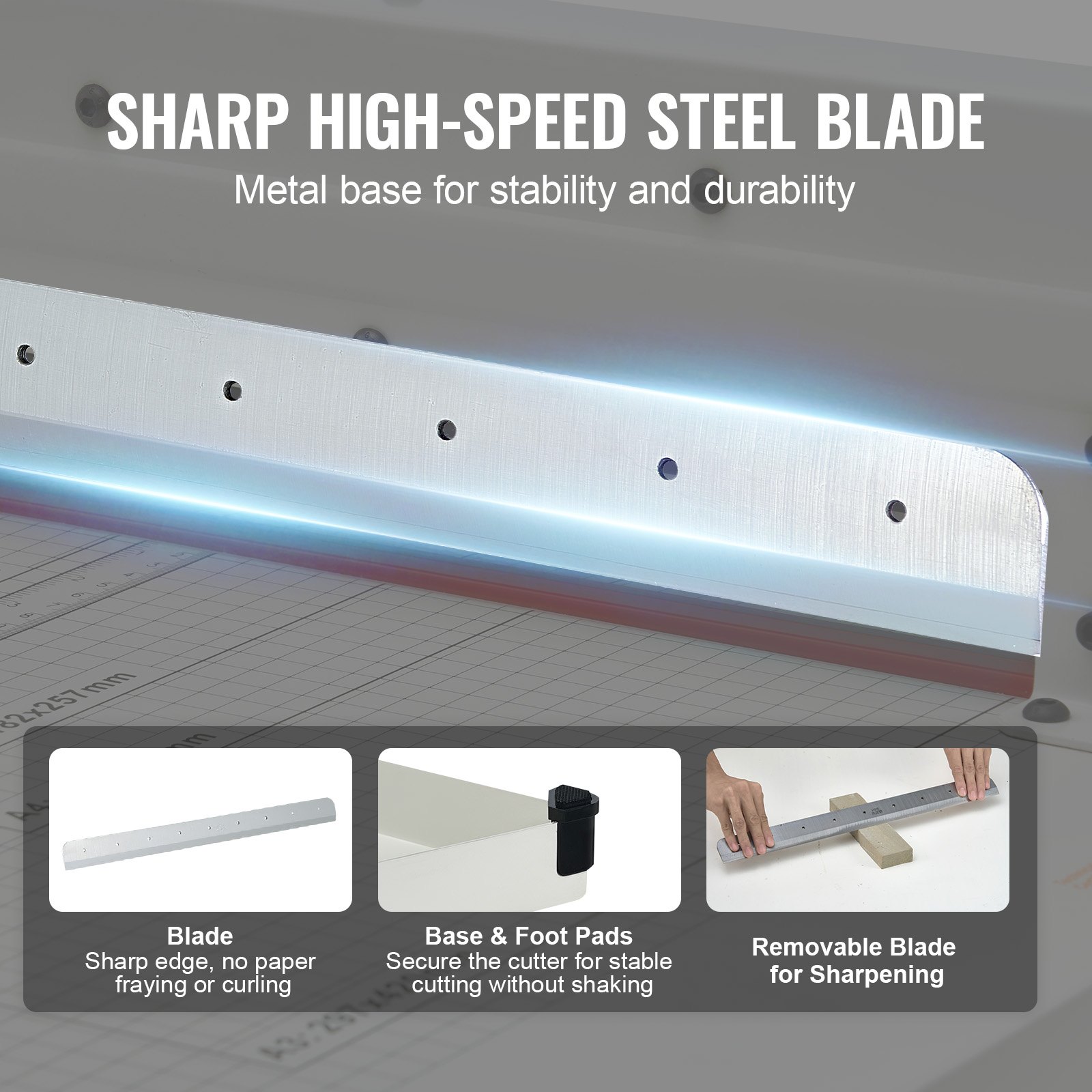 Cortadora de papel VEVOR de alta resistencia, guillotina industrial comercial de 43 cm para papel A3, capacidad para 400 hojas, construcción de acero sólido, cortadora de papel apilado para oficina, hogar, escuela, tienda, color blanco