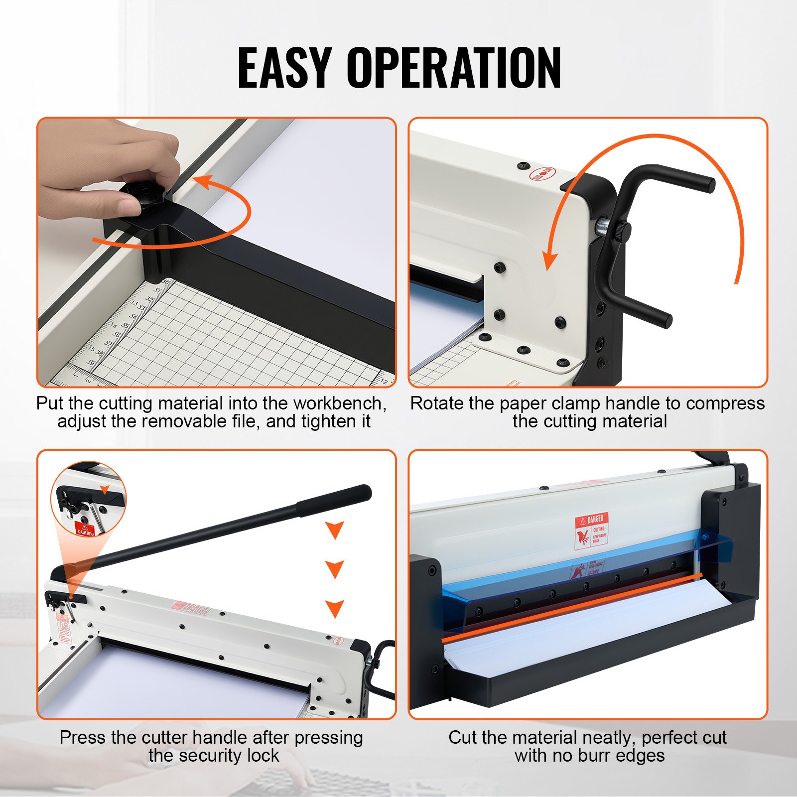 Cortadora de papel VEVOR de alta resistencia, guillotina industrial comercial de 43 cm para papel A3, capacidad para 400 hojas, construcción de acero sólido, cortadora de papel apilado para oficina, hogar, escuela, tienda, color blanco